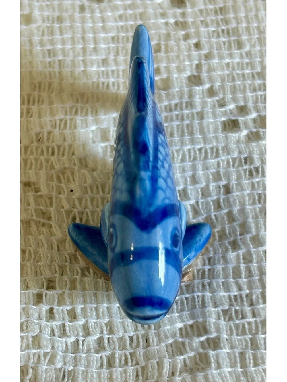 Small Blue Ceramic Fish Figurine